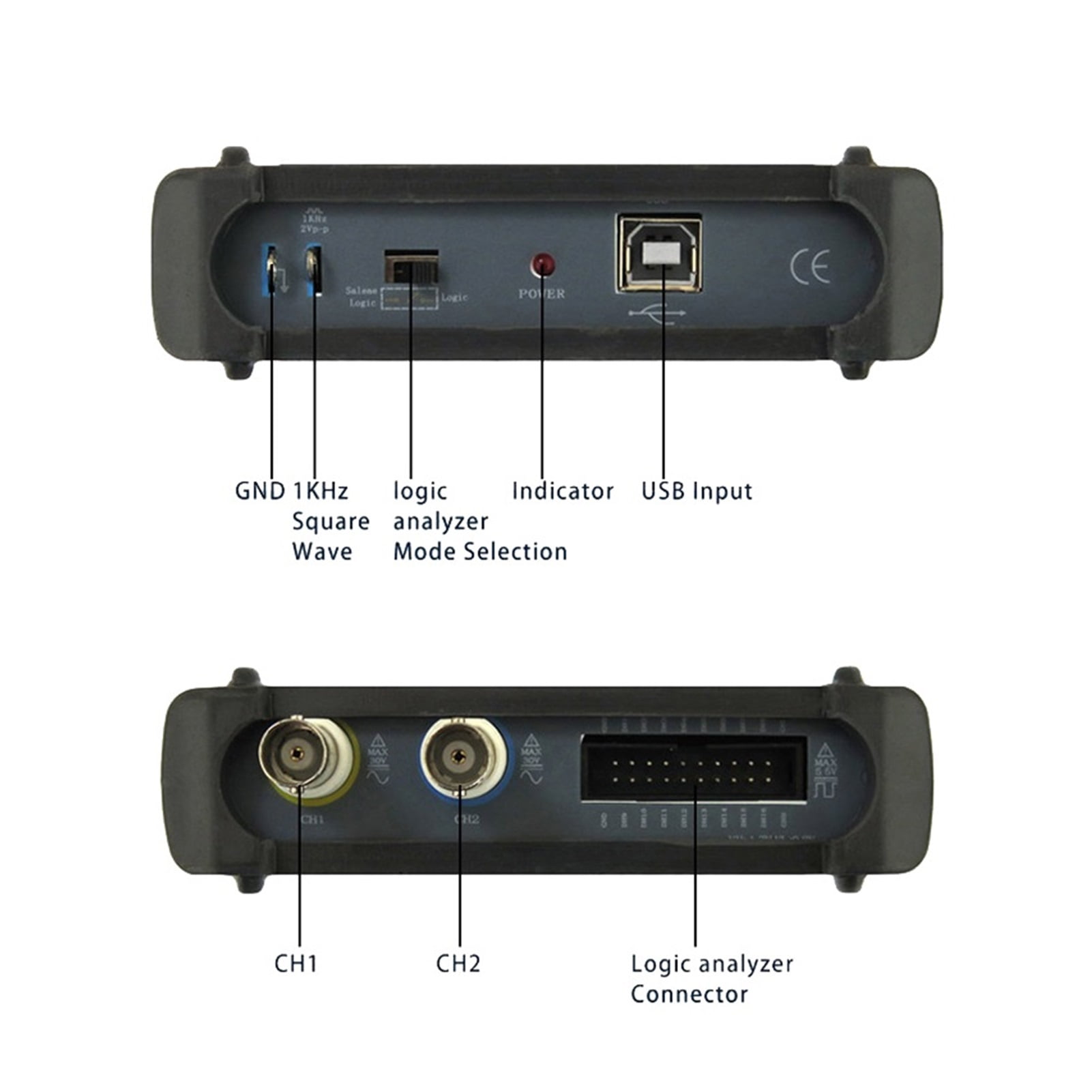 Upgrade Version PC USB Analog Virtual Oscilloscope 16 Channel Logic Analyzer Bandwidth 20M Circuit Analysis