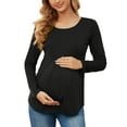 thumbnail image 2 of Yawrut Ladies Maternity ruffled Pleated Stretch Slim Comfortable long sleeve top, 2 of 6