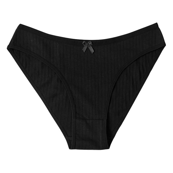 Scyoekwg Women's Cotton Underwear Knickers Comfort Low Waisted Underwear Ladies Underpants Hipster Panties Solid Color Stretchy Underpants(Black,S)