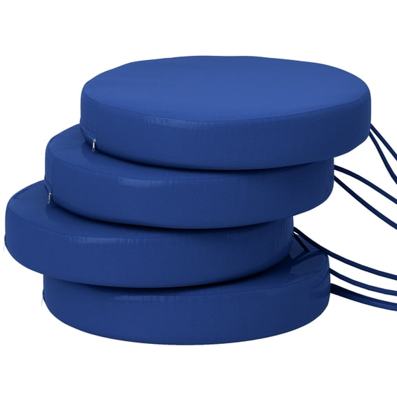 Homiyad Patio Chair Cushions Set of 4 Round Seat Cushions for Dining Bistro Chairs Machine Washable, 15" x 15" x 3", Navy Blue