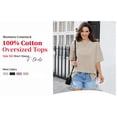 thumbnail image 2 of SWQZVT Womens Oversized T Shirts Cotton Loose Fit Crewneck Short Sleeve Side Slit Summer Casual Basic Tee, 2 of 8