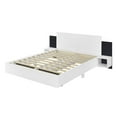 thumbnail image 5 of Wooden Floating Platform Bed with LED Lights, Bedside Nightstand, Modern Bed Frame for Bedroom, Queen Size, White, 5 of 8