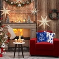 thumbnail image 4 of Christmas Throw Pillow Covers 18x18 Inch, Blue Merry Christmas Tree Snowflakes Farmhouse for Winter Holiday Decorative Set of 4, 4 of 4