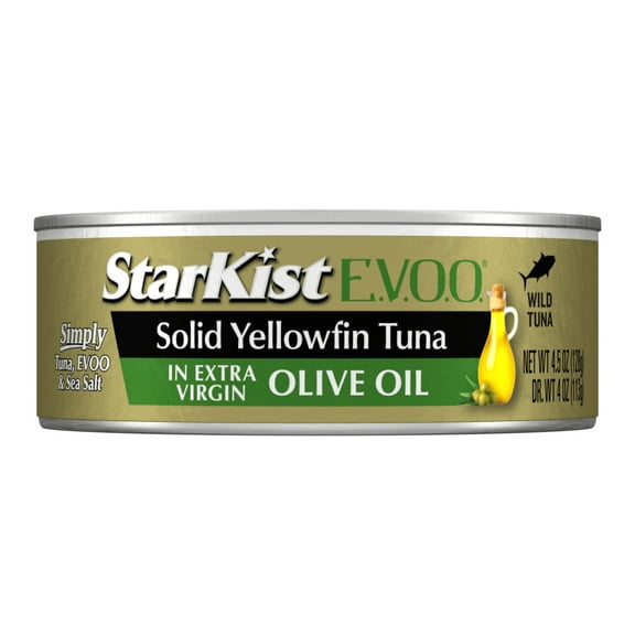 StarKist Selects E.V.O.O. Solid Yellowfin/Light Tuna in Extra Virgin Olive Oil, 4.5 oz Can, Packaging May Vary