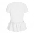 thumbnail image 6 of YUGYXL Women's Short Sleeve Peplum Top Ruffled Hem Crew Neck Casual Cute Summer Blouse Solid Color Loose Fashion Tunics White XL, 6 of 9