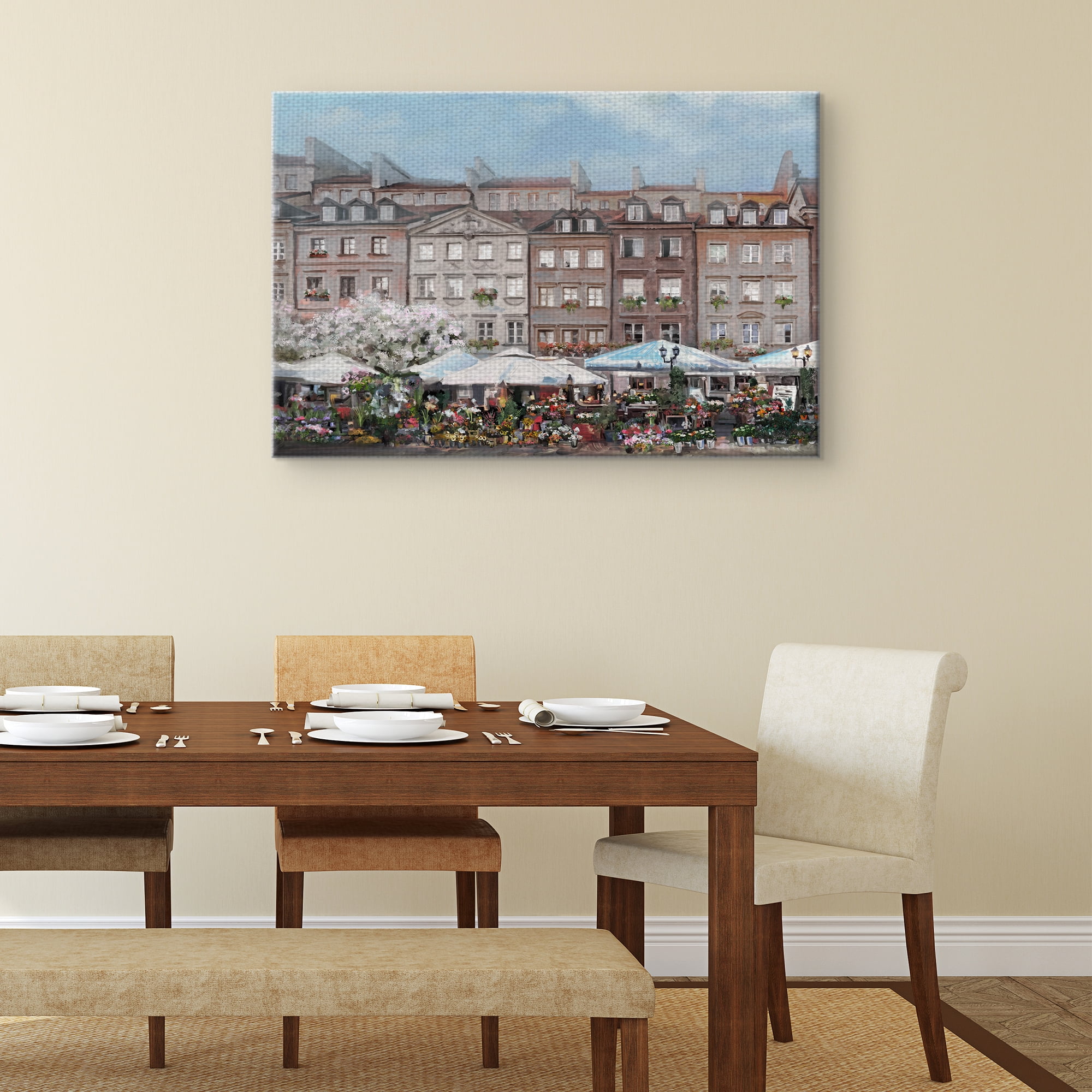 Masterpiece Art Gallery The Flower Market Building Portrait by Studio Arts Canvas Art Print 24" x 36"