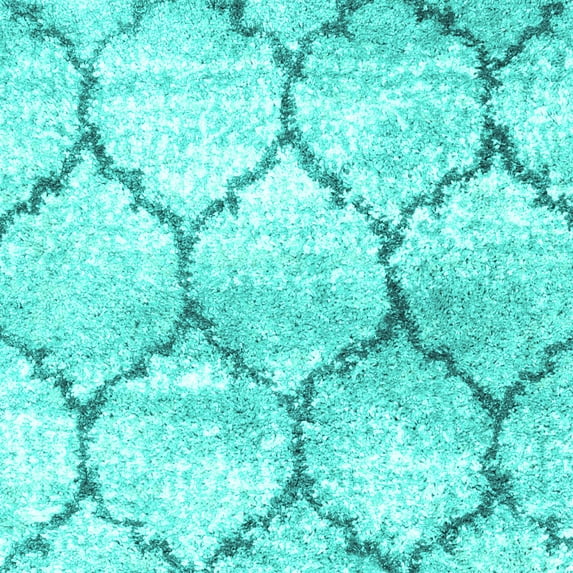 Ahgly Company Indoor Square Abstract Turquoise Blue Contemporary Area Rugs, 7' Square