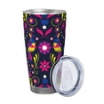 thumbnail image 2 of Picia Colorful Mexican Pattern 20 oz Tumbler Stainless Steel Vacuum Insulated Coffee Ice Cup Double Wall Travel Flask Dual Lid Water Bottle, Eco-friendly Car Cup-Without Straw, 2 of 8