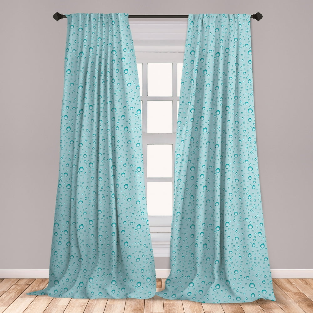 Aqua Curtains 2 Panels Set, Big Small Water Rain Drops Liquidity