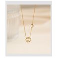thumbnail image 1 of nipocaio Croissant de Lune et le Soleil Pendentif Collier Rétro Tourbillon Filigrane Unisexe-Or, 1 of 6