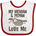 thumbnail image 3 of Inktastic My Memaw and Pepaw Love Me Sloth Girls Baby Bib, 3 of 4