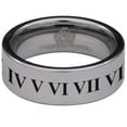 thumbnail image 2 of Roman Numerals Tungsten Carbide Ring, 2 of 9