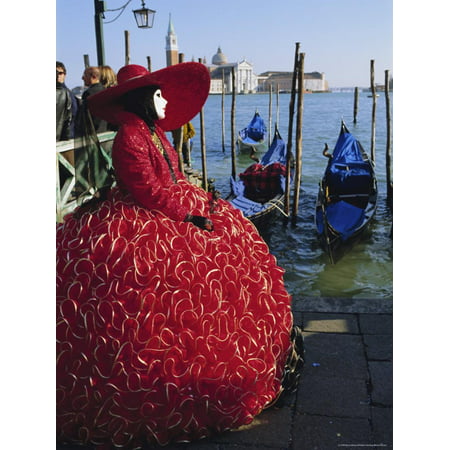 Person Wearing Masked Carnival Costume, Veneto, Italy Print Wall Art By Bruno