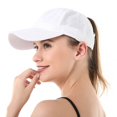 thumbnail image 4 of 2 Piezas Gorra de BéIsbol con Cola de Caballo Entrecruzada para Mujer Gorro de con MoñO Desordenado Alto de Secado RáPido Sombrero de Viaje al Aire Libre, Rosa + Negro, 4 of 5