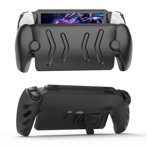 Full Protective Case Compatible with PlayStation Portal,PS5 Portal TPU Back Case with Adjustable Kickstand and Detachable Front Cover(Black)