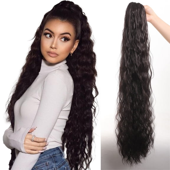 Natural Ponytail Hair Extension Hairpiece Drawstring Design Synthetic Ponytail