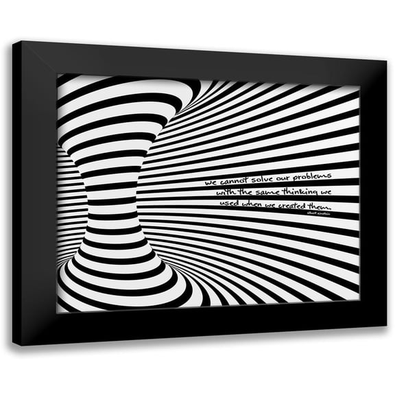 ArtsyQuotes 14x12 Black Modern Framed Museum Art Print Titled - Albert Einstein Quote: Cannot Solve Our Problems