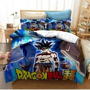 Anime Room Decor - Dragon Ball Lineup Bedding Set Cover - Kids Bedding Dragon Ball Bedding Set, Kids Soft Bedding Set Gift for Boys Girls, Dragon Ball Quilt Cover with 2 Pillow Case, 3 Piece (155x220c