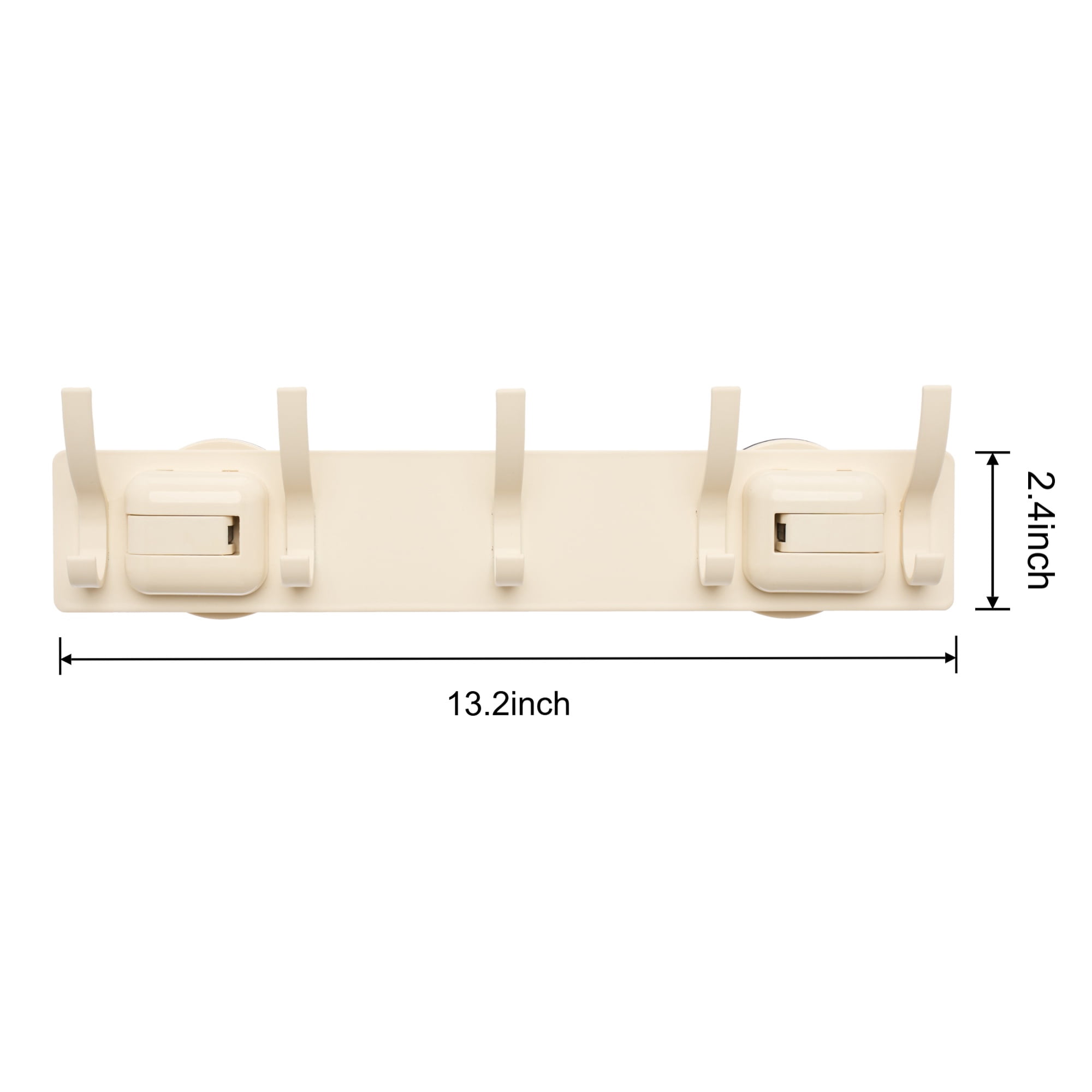 Unique Bargains Coat Rack Wall Mount Metal Suction Round 5 Hooks Rack White 13.2"x2.4"