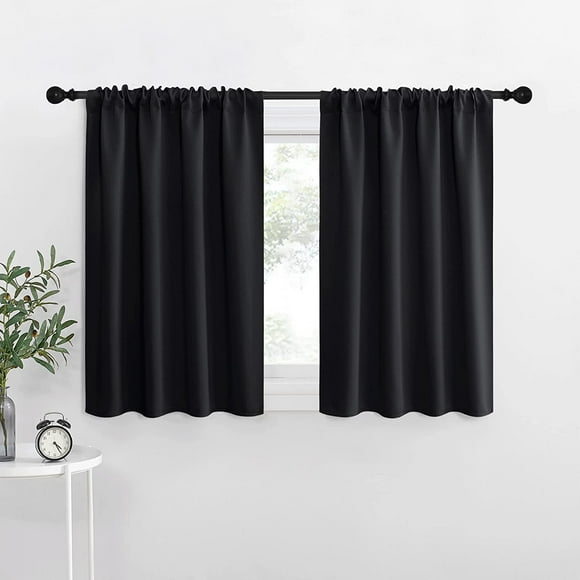 TRAHOO-Short Curtains, Black Out RV Bunk Panels for Kitchen - Energy Smart Decoration Thermal Insulating Blackout Drapes/Draperies for Small Window (2 Panels, 34 inches Wide by 36 inches Long)