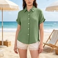thumbnail image 2 of Blouses for Women Womens Tops Pleated Double Layer Chiffon Style Short Sleeve Relaxed Fit Everyday Office Daily Outfit Shirt, 2 of 6