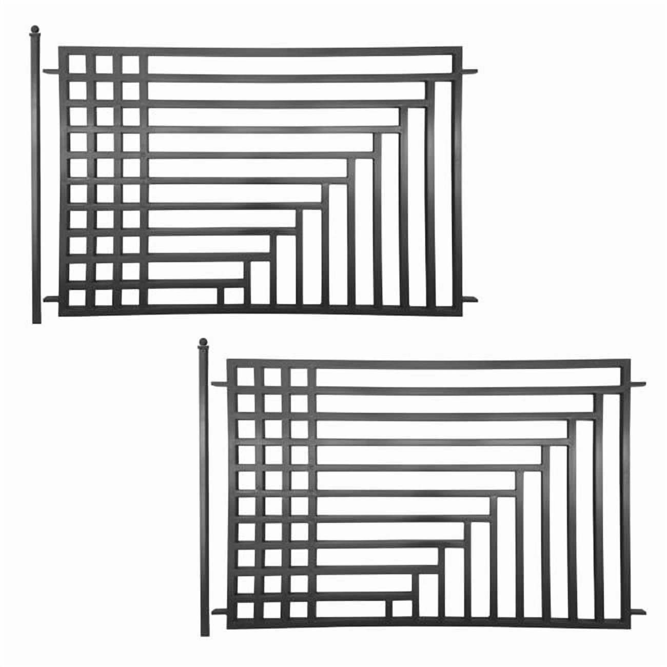 ALEKO Yard Garden Modern Kyiv Style Steel Set of 2 Fence Panel 8 x 5 ft Black