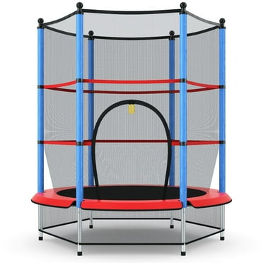 SRJUYK 55" Youth Round Trampoline with Safety Enclosure Pad Indoor Outdoor Kids Jumping Mini Trampoline Exercise Toy Easy Assembly