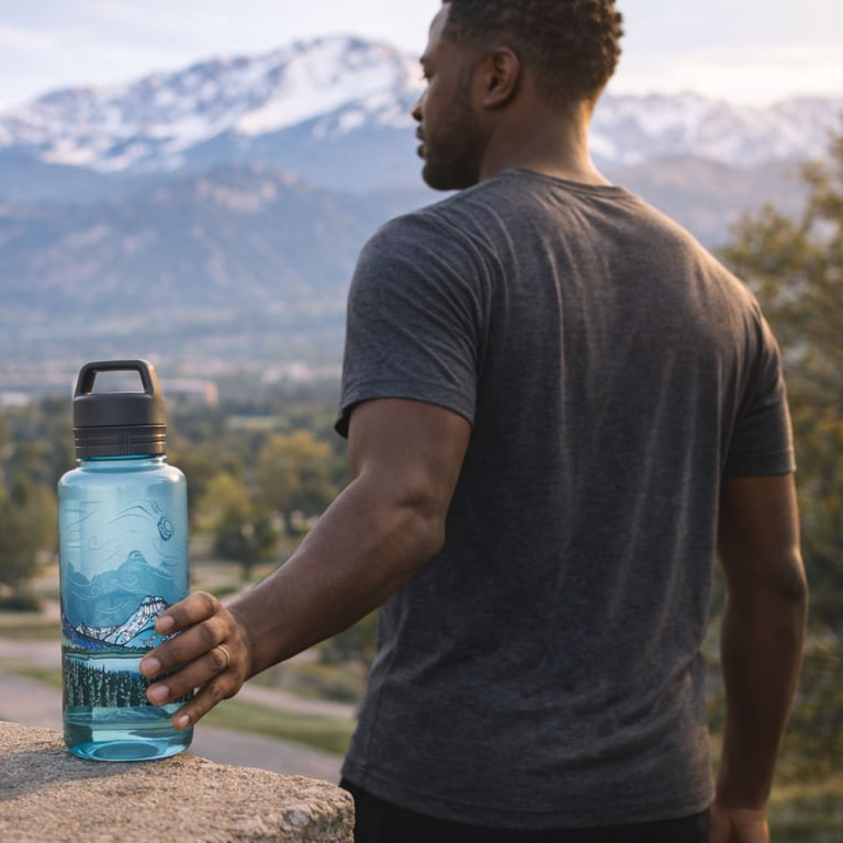 Ozark Trail 32 oz Tritan Plastic Chug Water Bottle, Alpine Summit