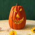 thumbnail image 3 of Happydeer Halloween Pumpkin Lamp Light Up Pumpkin Figurine Glowing Decorative Pumpkin with LED Light for Haunted House Halloween Home Garden Decor (Type F), 3 of 6