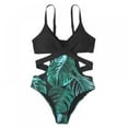 thumbnail image 4 of Maillot de Bain pour Femmes String Ceinture Découpée une Pièce Maillot de Bain Floral Ensemble Costume Humide, 4 of 5