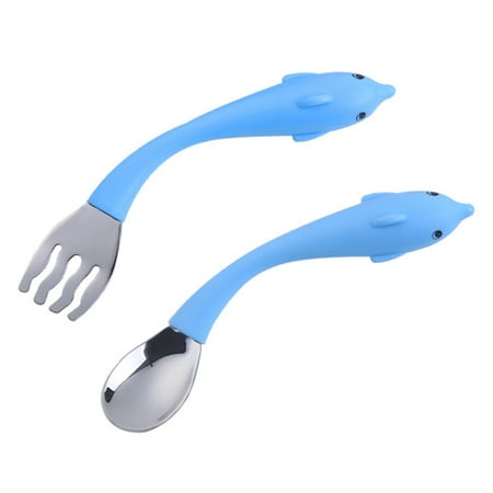 

HOMEMAXS 1 Set 2pcs Baby Tableware Stainless Steel Spoon Fork Set Toddler Tableware