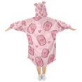 thumbnail image 2 of FORMRS Wearable Blanket Hoodie with Sleeves for Kids Cozy Flannel Sweatshirt, Phones and Hearts, 2 of 7