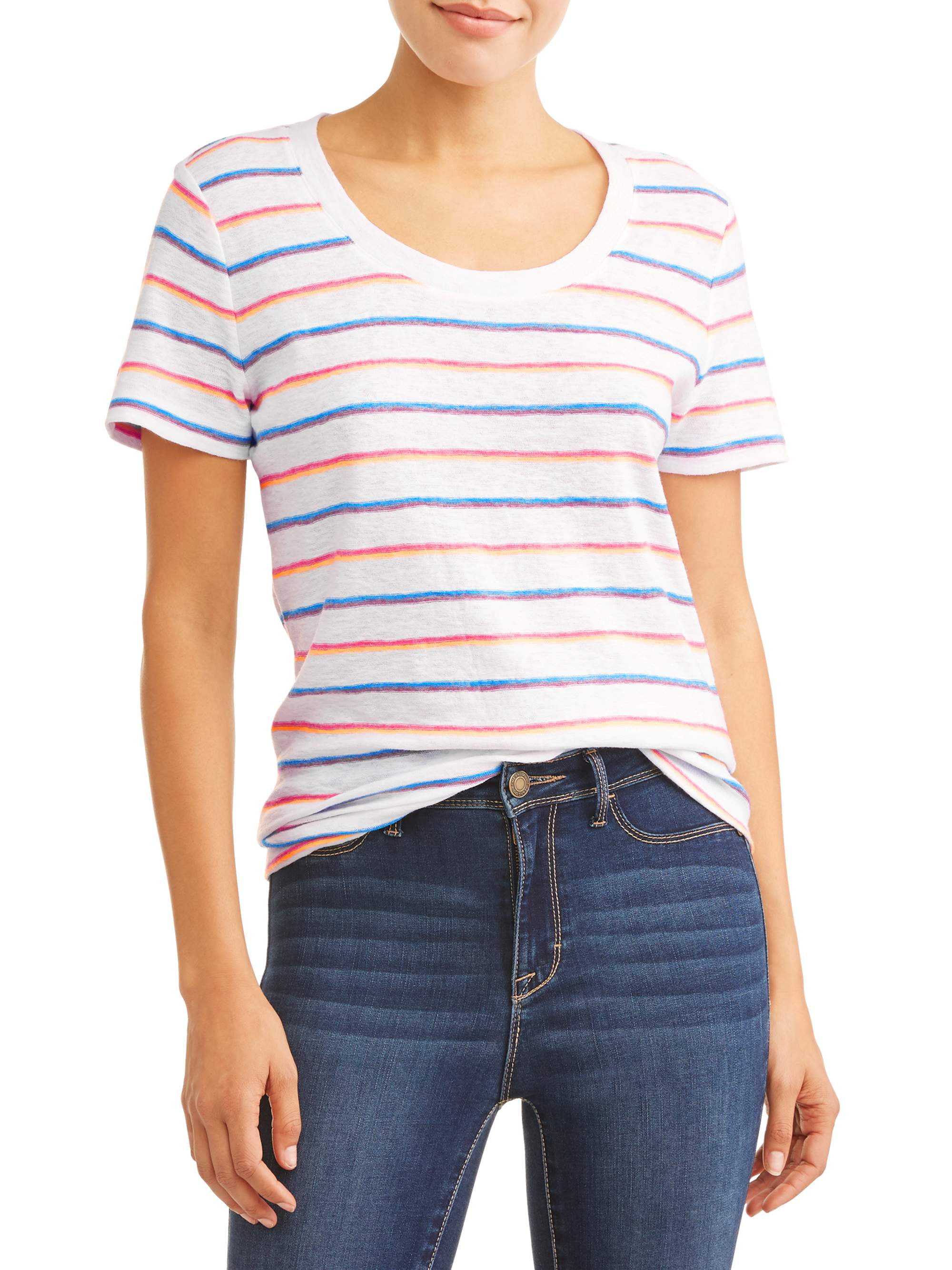 Women S Short Sleeve Striped T Shirt Walmart Com