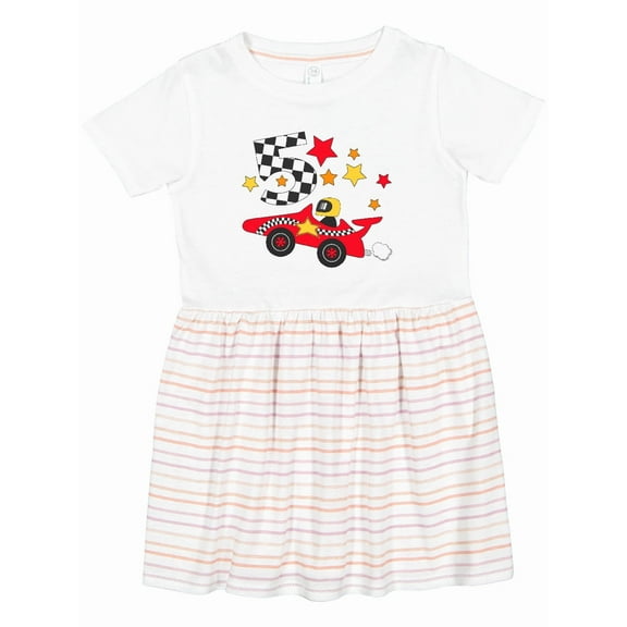 Inktastic Happy 5th Birthday -red Racing Car Girls Toddler Dress