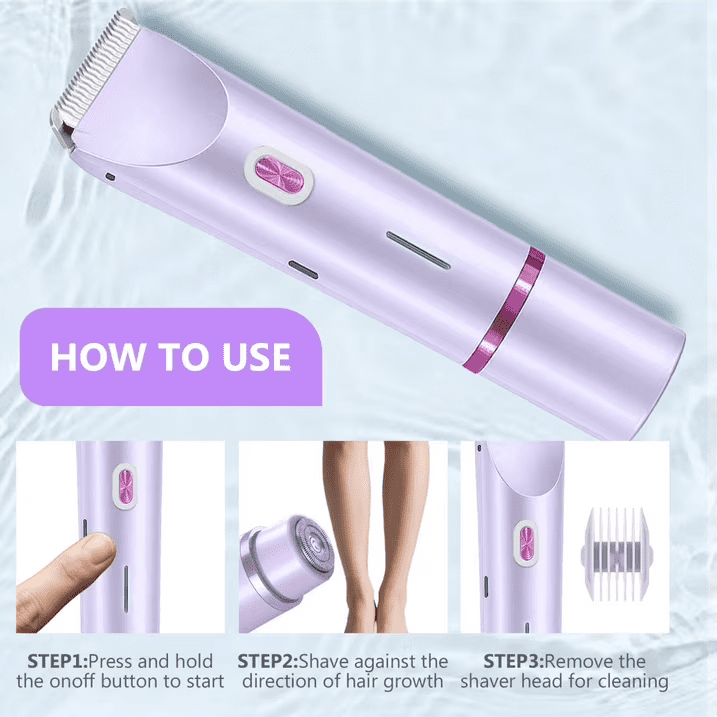 TripleHBB Electric Trimmer for Women,Electric Shaver and Razor Rechargeable 2-in-1 Body and Facial Epilator,  Dual-Head Electric Razor , IPX7 Waterproof