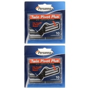 Personna Twin Pivot Plus Refill Blade Cartridges w/ Lubricating Strip for Atra & Trac II Razors 10 ct. (Pack of 2) + Schick Slim Twin ST for Sensitive Skin