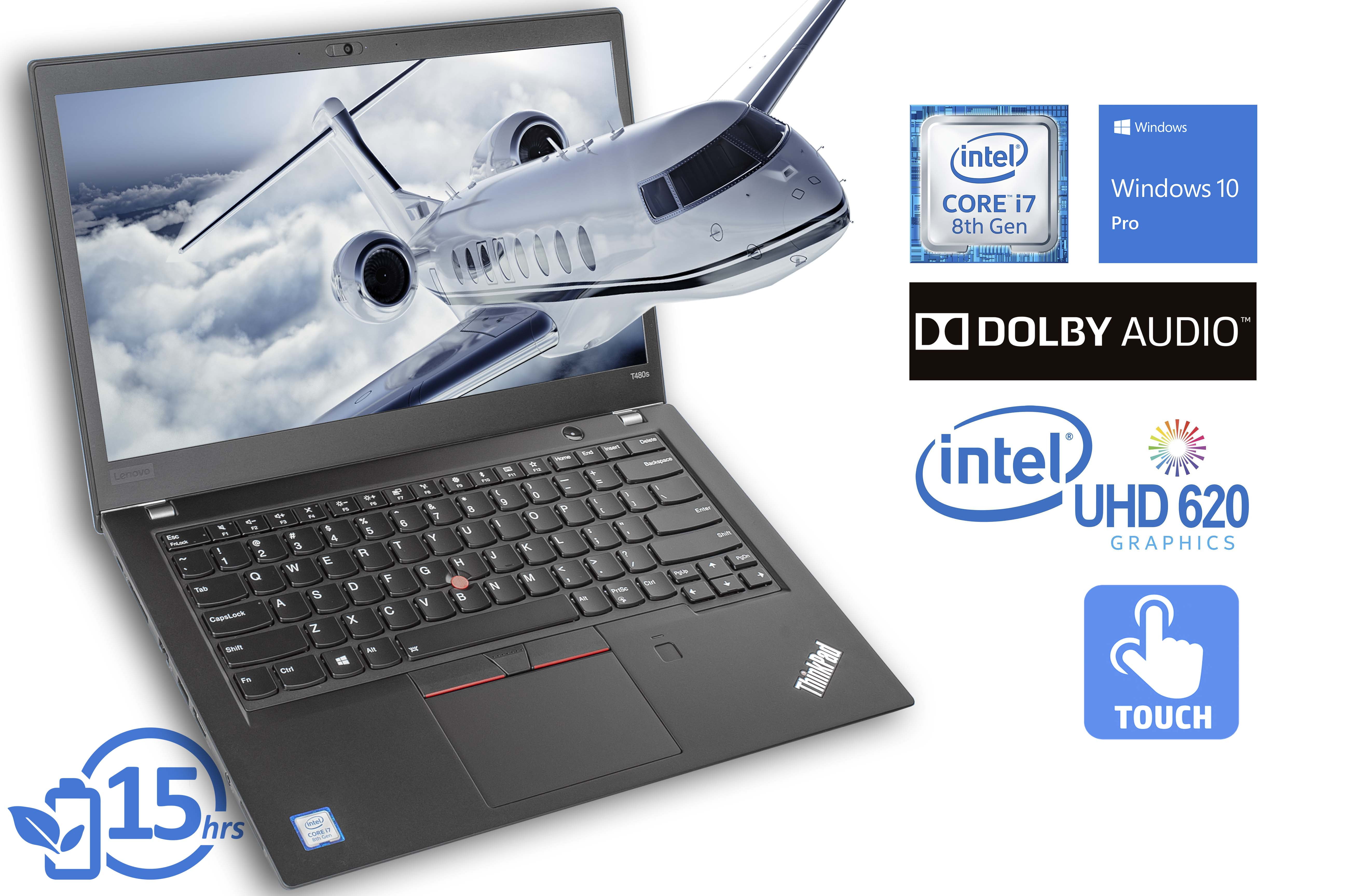 Lenovo ThinkPad T480s Notebook, 14" FHD Touch Display, Intel Core i7
