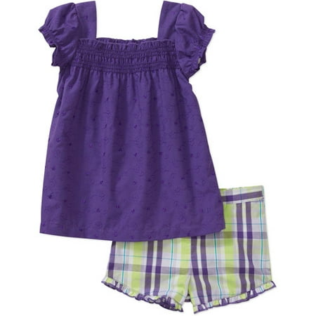 Healthtex Baby Girls' 2-Piece Eyelet Top and Shorts Set