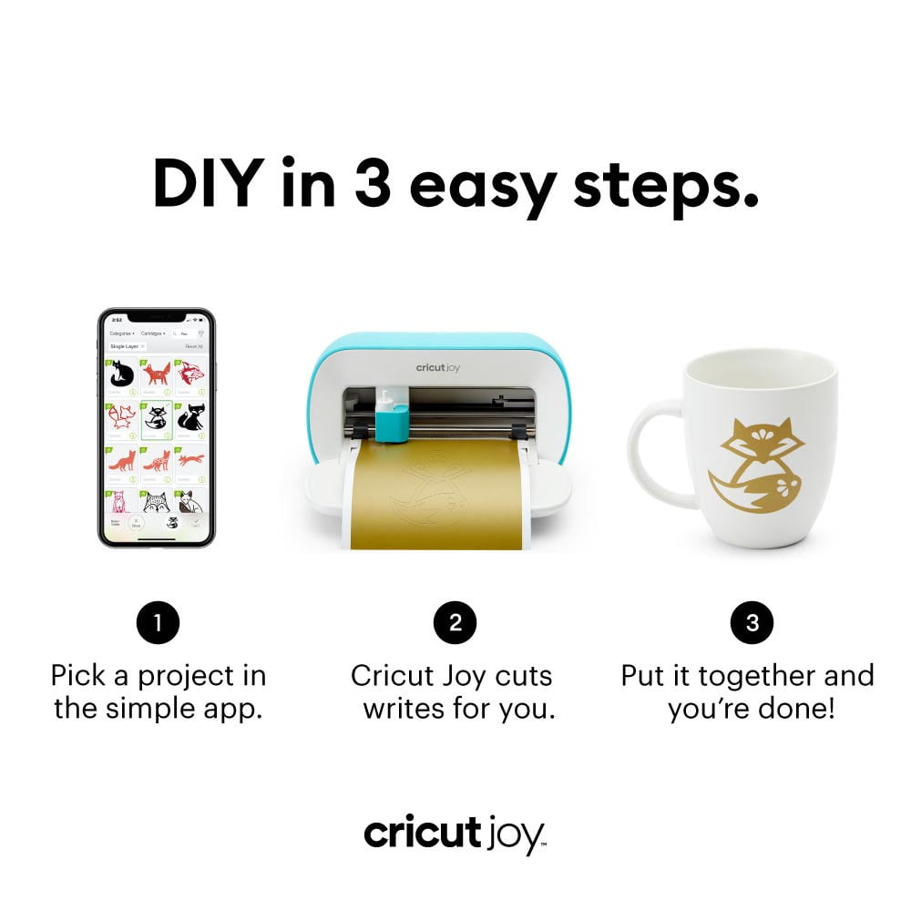 Cricut Joy Smart Machine with DIY Vinyl Decal Sampler & Essential Tools Starter Bundle