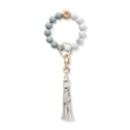 thumbnail image 3 of harmtty Wristlet Keychain Drop Resistant Tassel Silicone Portable Bracelet Key Holder for Women,Grey & White, 3 of 8
