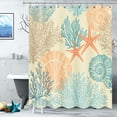 thumbnail image 2 of Extra Long Shower Curtain Decorative Nautical Coastal Starfish Seashell Beach Bath Curtain Waterproof Fabric Ocean Themed Decor for Bathroom with 12 Hooks, 72x72, C4, 2 of 6