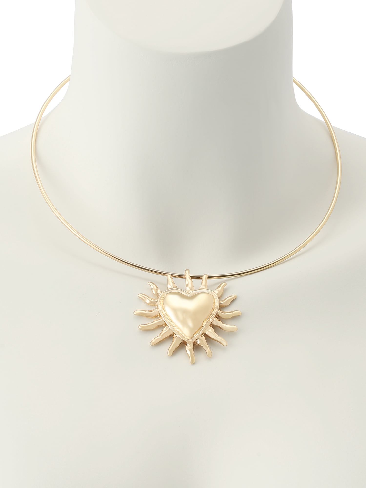 Madden NYC Women's Fashion Gold-Tone Heart Sun Pendant Wire Necklace