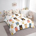 thumbnail image 2 of Manfei Cartoon Cat Twin Bedding, Japanese Lucky Kitten Bedding Comforter Set, White, Polkadot Reversible, 7-Piece, 2 of 6
