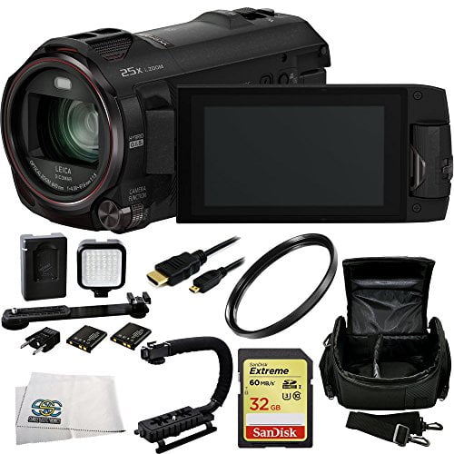 Panasonic HC-WX970 4K Ultra HD Camcorder with Built-in Twin Video Camera +  32GB Bundle 7PC Accessory Kit. Includes SanDisk Extreme 32GB UHS-I/U3 SDHC  