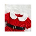 thumbnail image 5 of Toddler Baby Girl Christmas Dress Santa Claus Dress Red Velvet Long Sleeve Tulle Princess Dress with Headband Outfit, 5 of 9