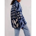 thumbnail image 3 of Colorful Sweaters for Women Button Down Collar Oversized Sweater Coats Y2k Fall Fashion Outfit Blue One size, 3 of 4