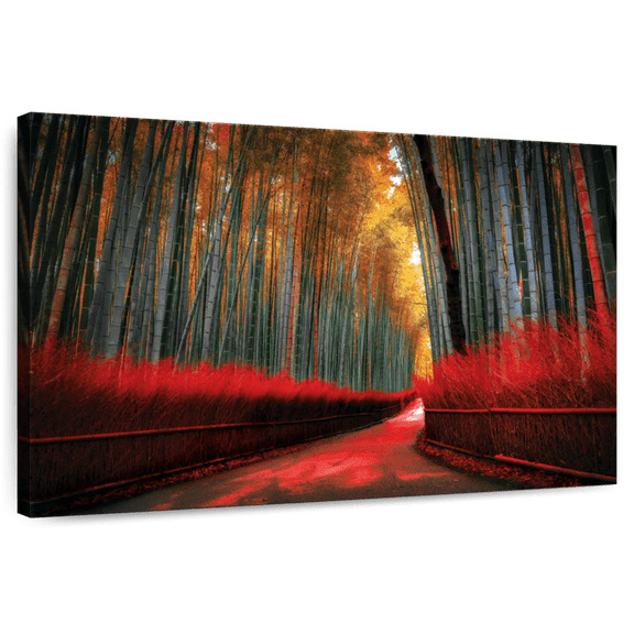 Elephant Stock Arashiyama Bamboo Trail Wall Art - Horizontal Canvas Wall Art - Living Room Wall Decor - Nature Canvas - Black And Brown Decor - 12" x 8"