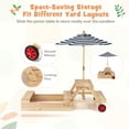 thumbnail image 6 of Gymax 3-in-1 Wooden Sandbox w/Foldable Umbrella Convertible Picnic Table Benches, 6 of 10