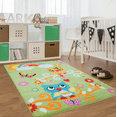thumbnail image 2 of Ladole Rugs Adorable Cute Durable Soft Modern Moda Collection Kids Area Rug Carpet with Owls Theme in Green, 5'2" x 7'3" (160cm x 220cm), 2 of 4