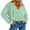 Light Green, variant on Rdhnmea Women Long Sleeve T-Shirts Stripe Turn-Down Collar V-Neck Shirts